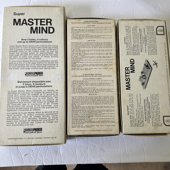 ORIGINAL MASTER MIND Vintage Board Game PARKER Lot Of 3 Super &Word Collection - Picture 2 of 8